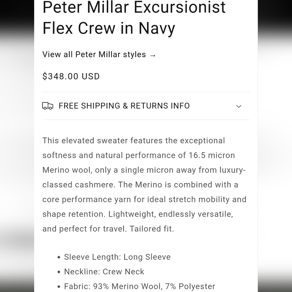 Peter Millar Navy Excursionist Flex Crewneck Golf… - image 5